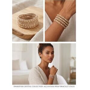 Swarovski Power Collection Crystal Wrap Bracelet Beige Alcantara Choker 5511698